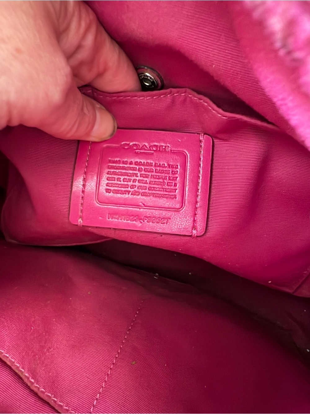 Coach Signature Canvas Hobo Shoulder Bag with Pink Trim - Picture 8 of 10